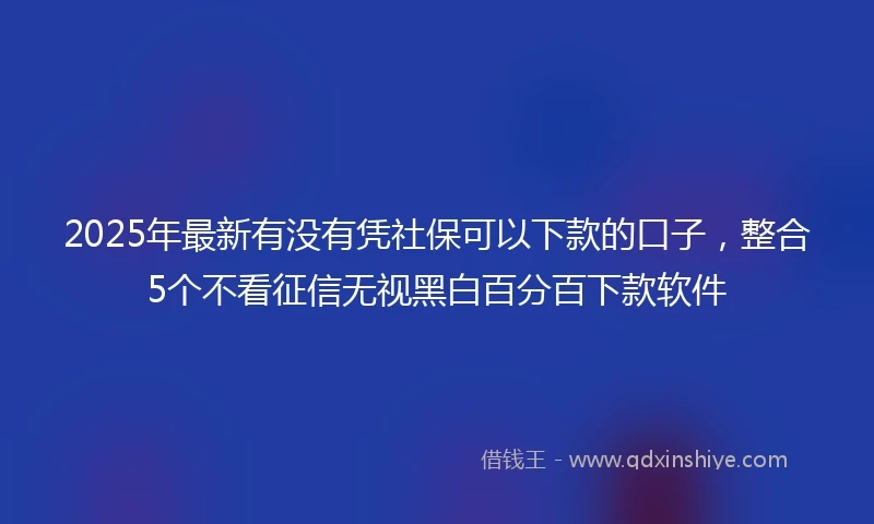 2025年最新有没有凭社保可以下款的口子,整合5个不看征信无视黑白百分百下款软件