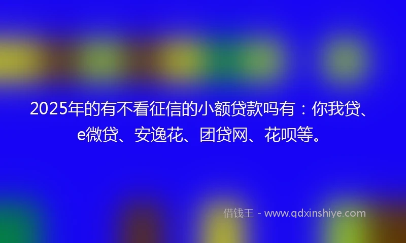 2025年的有不看征信的小额贷款吗有：你我贷、e微贷、安逸花、团贷网、花呗等。