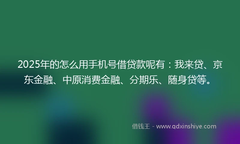 2025年的怎么用手机号借贷款呢有：我来贷、京东金融、中原消费金融、分期乐、随身贷等。