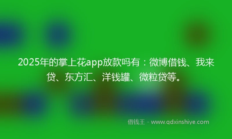 2025年的掌上花app放款吗有：微博借钱、我来贷、东方汇、洋钱罐、微粒贷等。