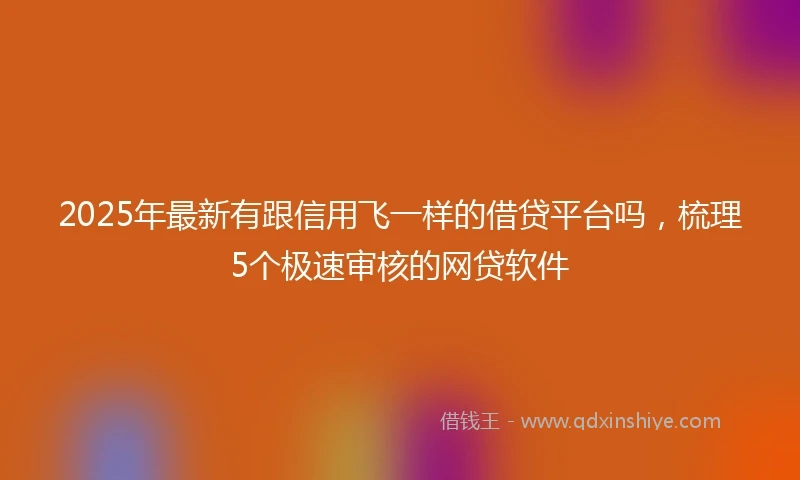 2025年最新有跟信用飞一样的借贷平台吗，梳理5个极速审核的网贷软件