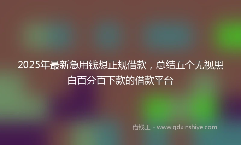 2025年最新急用钱想正规借款，总结五个无视黑白百分百下款的借款平台