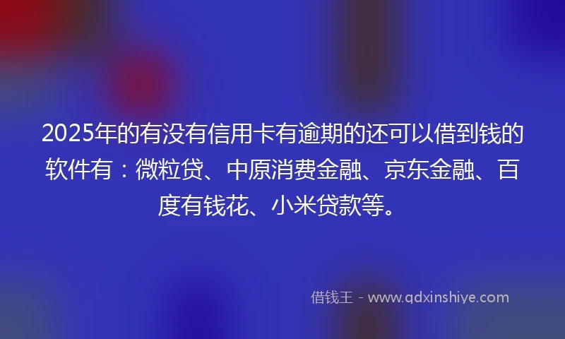 2025年的有没有信用卡有逾期的还可以借到钱的软件有：微粒贷、中原消费金融、京东金融、百度有钱花、小米贷款等。