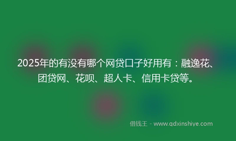 2025年的有没有哪个网贷口子好用有：融逸花、团贷网、花呗、超人卡、信用卡贷等。