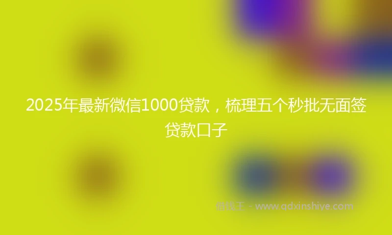 2025年最新微信1000贷款，梳理五个秒批无面签贷款口子