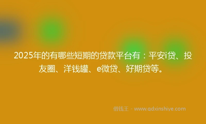 2025年的有哪些短期的贷款平台有：平安i贷、投友圈、洋钱罐、e微贷、好期贷等。