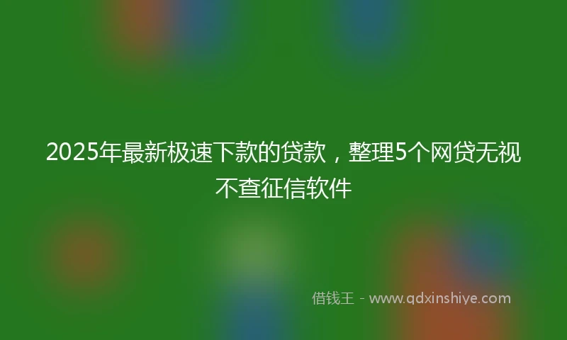 2025年最新极速下款的贷款，整理5个网贷无视不查征信软件