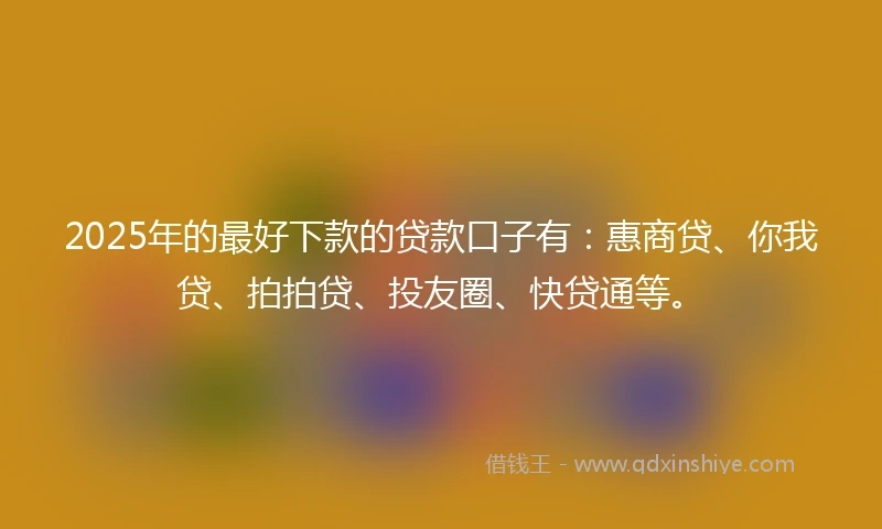 2025年的最好下款的贷款口子有：惠商贷、你我贷、拍拍贷、投友圈、快贷通等。