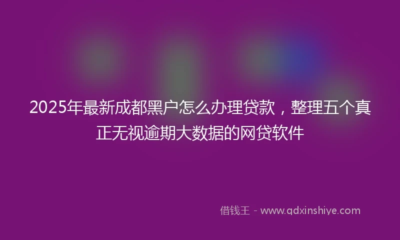 2025年最新成都黑户怎么办理贷款，整理五个真正无视逾期大数据的网贷软件