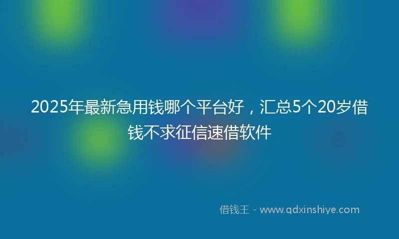 2025年最新急用钱哪个平台好，汇总5个20岁借钱不求征信速借软件