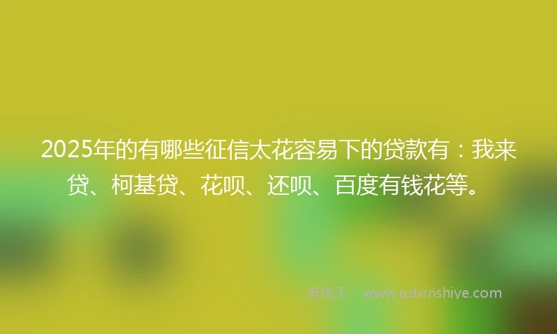 2025年的有哪些征信太花容易下的贷款有：我来贷、柯基贷、花呗、还呗、百度有钱花等。