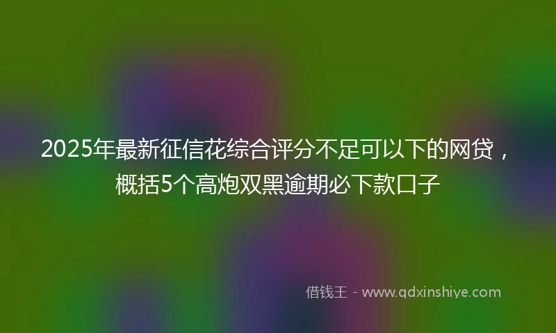 2025年最新征信花综合评分不足可以下的网贷，概括5个高炮双黑逾期必下款口子