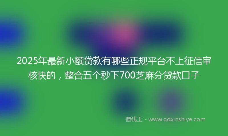 2025年最新小额贷款有哪些正规平台不上征信审核快的，整合五个秒下700芝麻分贷款口子