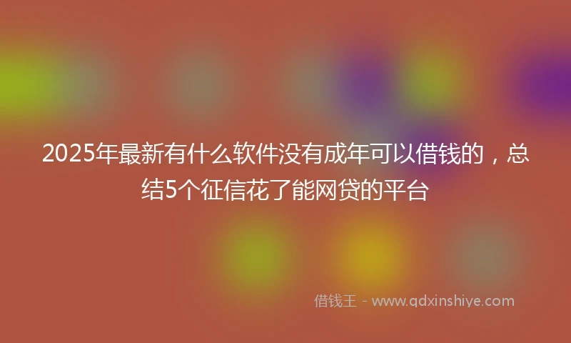 2025年最新有什么软件没有成年可以借钱的，总结5个征信花了能网贷的平台
