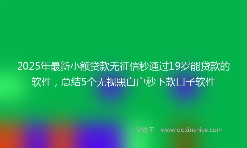 2025年最新小额贷款无征信秒通过19岁能贷款的软件，总结5个无视黑白户秒下款口子软件