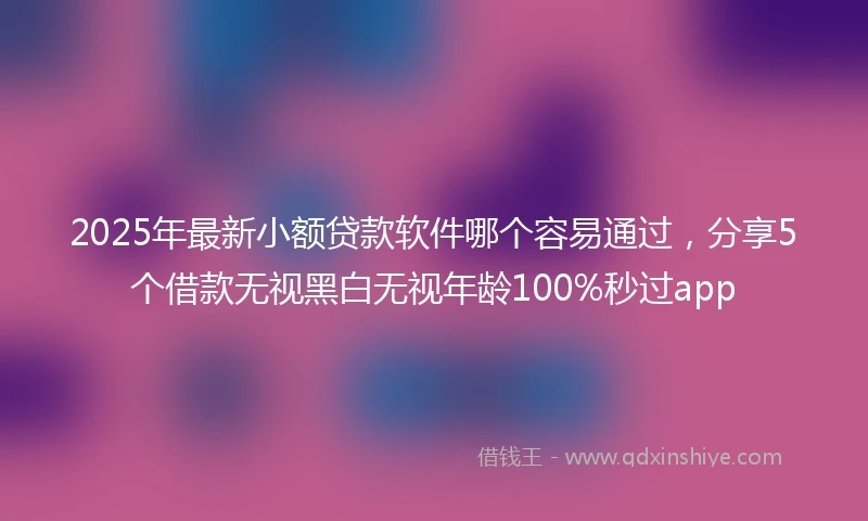 2025年最新小额贷款软件哪个容易通过，分享5个借款无视黑白无视年龄100%秒过app