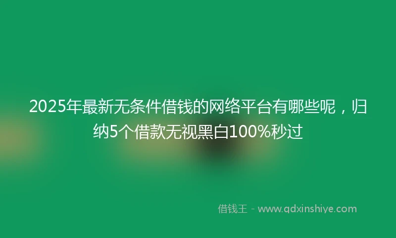 2025年最新无条件借钱的网络平台有哪些呢，归纳5个借款无视黑白100%秒过