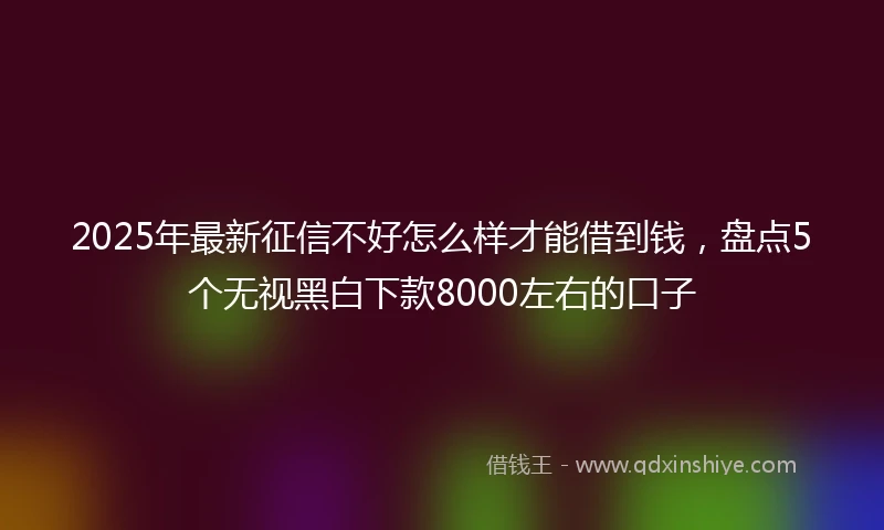 2025年最新征信不好怎么样才能借到钱，盘点5个无视黑白下款8000左右的口子
