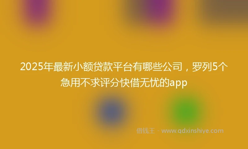 2025年最新小额贷款平台有哪些公司,罗列5个急用不求评分快借无忧的app