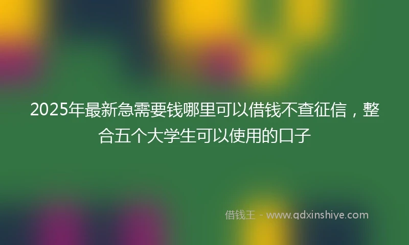 2025年最新急需要钱哪里可以借钱不查征信，整合五个大学生可以使用的口子
