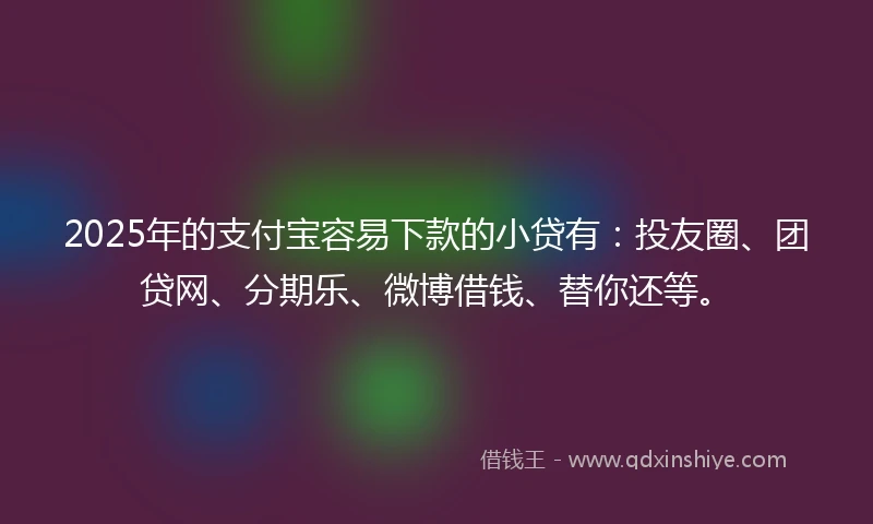 2025年的支付宝容易下款的小贷有：投友圈、团贷网、分期乐、微博借钱、替你还等。