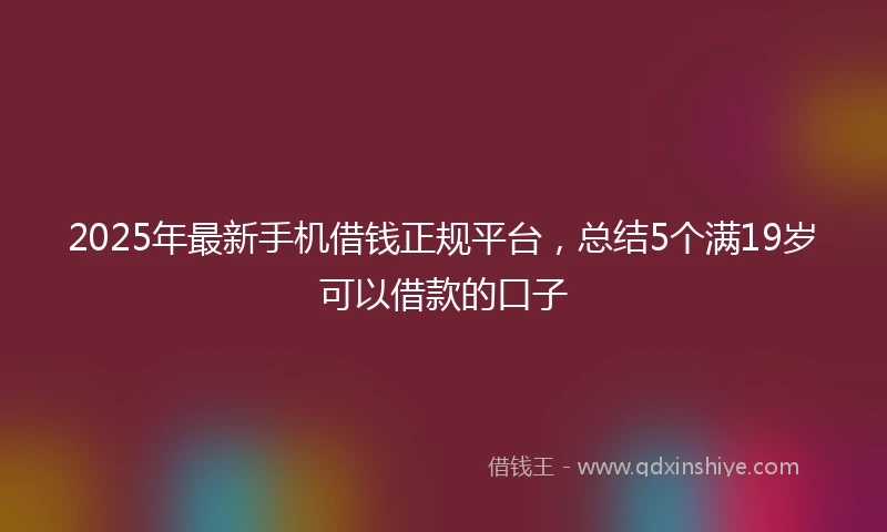 2025年最新手机借钱正规平台，总结5个满19岁可以借款的口子