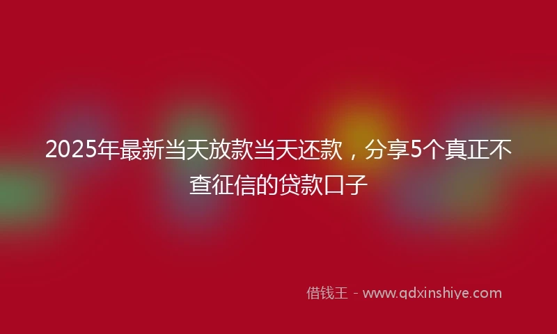 2025年最新当天放款当天还款，分享5个真正不查征信的贷款口子