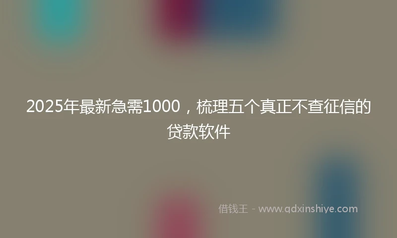2025年最新急需1000，梳理五个真正不查征信的贷款软件