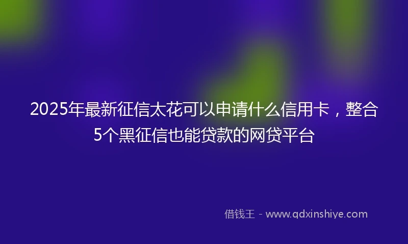 2025年最新征信太花可以申请什么信用卡，整合5个黑征信也能贷款的网贷平台