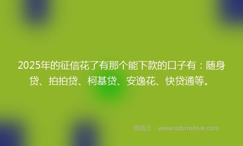 2025年的征信花了有那个能下款的口子有：随身贷、拍拍贷、柯基贷、安逸花、快贷通等。