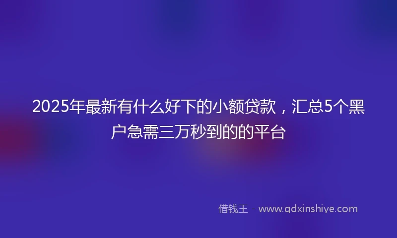 2025年最新有什么好下的小额贷款，汇总5个黑户急需三万秒到的的平台