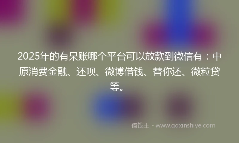 2025年的有呆账哪个平台可以放款到微信有：中原消费金融、还呗、微博借钱、替你还、微粒贷等。