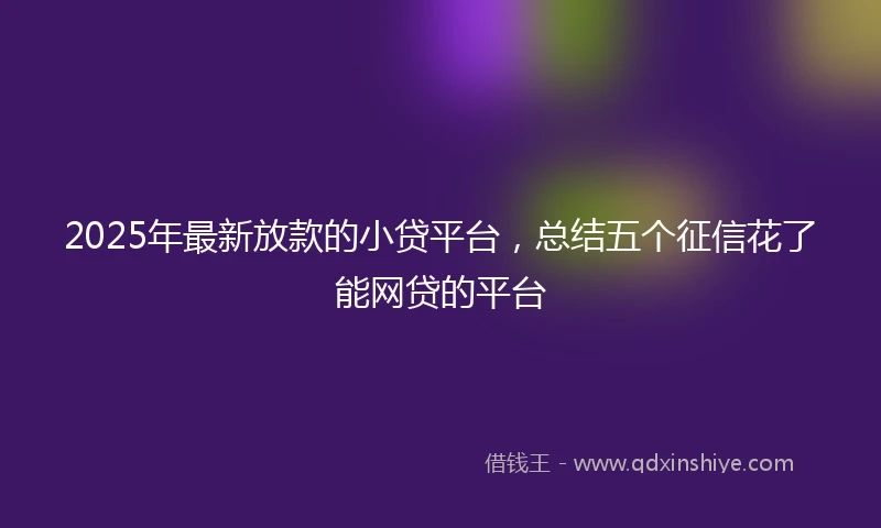 2025年最新放款的小贷平台，总结五个征信花了能网贷的平台