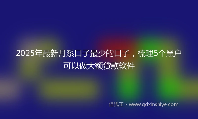 2025年最新月系口子最少的口子，梳理5个黑户可以做大额贷款软件