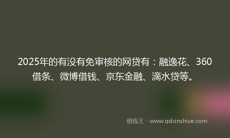 2025年的有没有免审核的网贷有：融逸花、360借条、微博借钱、京东金融、滴水贷等。
