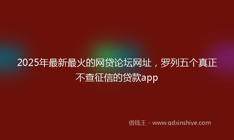2025年最新最火的网贷论坛网址，罗列五个真正不查征信的贷款app
