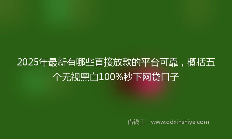 2025年最新有哪些直接放款的平台可靠，概括五个无视黑白100%秒下网贷口子