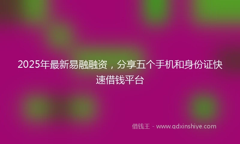2025年最新易融融资，分享五个手机和身份证快速借钱平台