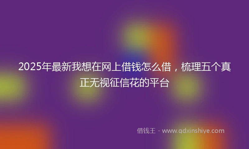 2025年最新我想在网上借钱怎么借，梳理五个真正无视征信花的平台