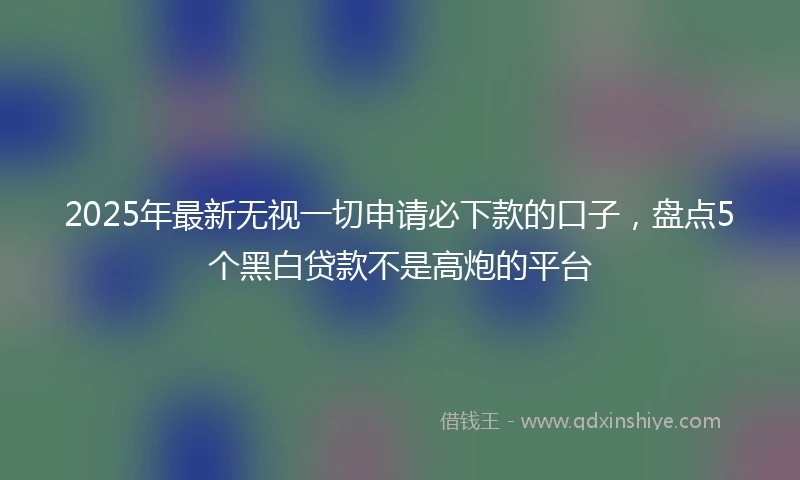 2025年最新无视一切申请必下款的口子，盘点5个黑白贷款不是高炮的平台