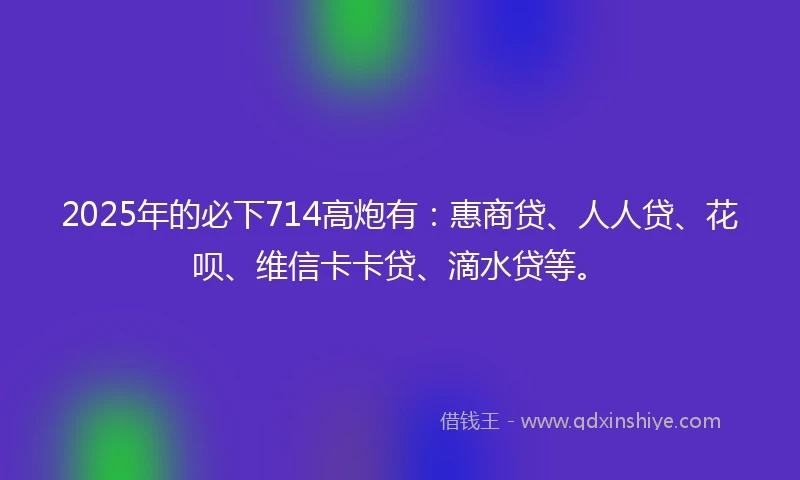 2025年的必下714高炮有：惠商贷、人人贷、花呗、维信卡卡贷、滴水贷等。