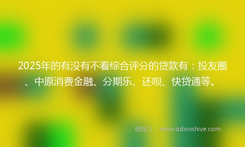 2025年的有没有不看综合评分的贷款有：投友圈、中原消费金融、分期乐、还呗、快贷通等。