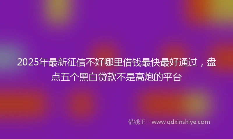 2025年最新征信不好哪里借钱最快最好通过，盘点五个黑白贷款不是高炮的平台