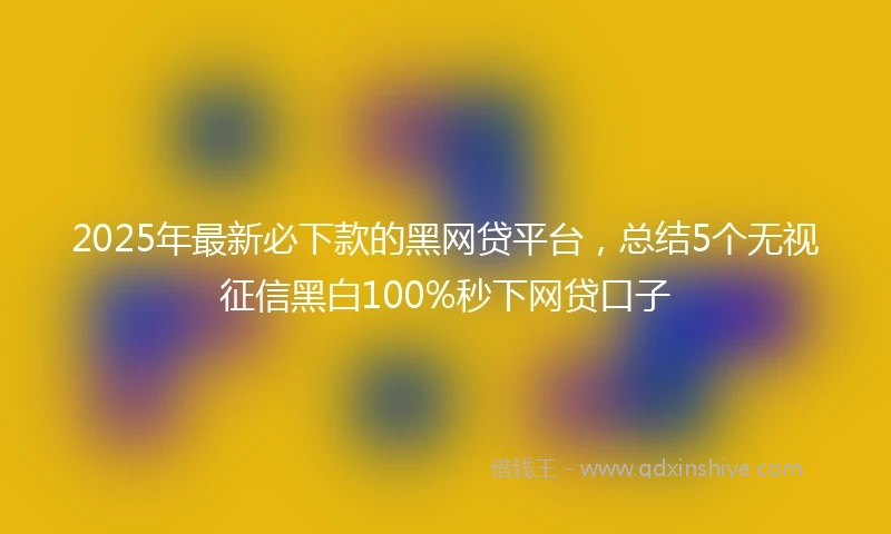 2025年最新必下款的黑网贷平台，总结5个无视征信黑白100%秒下网贷口子