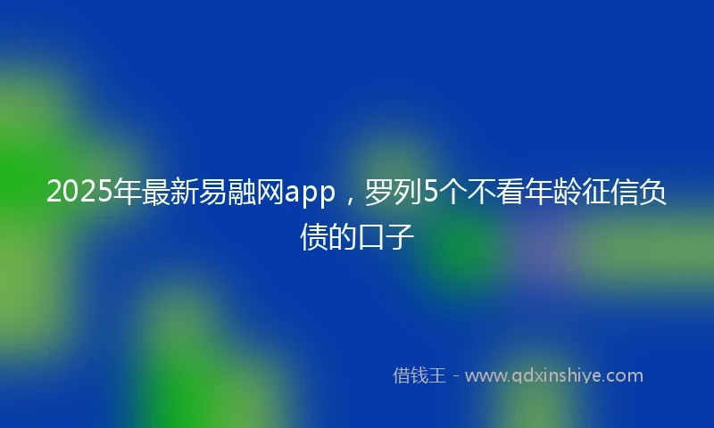 2025年最新易融网app，罗列5个不看年龄征信负债的口子