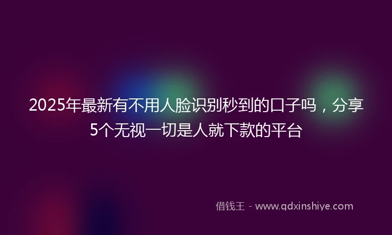 2025年最新有不用人脸识别秒到的口子吗，分享5个无视一切是人就下款的平台