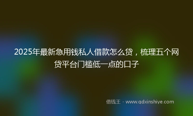 2025年最新急用钱私人借款怎么贷，梳理五个网贷平台门槛低一点的口子