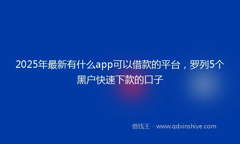 2025年最新有什么app可以借款的平台，罗列5个黑户快速下款的口子