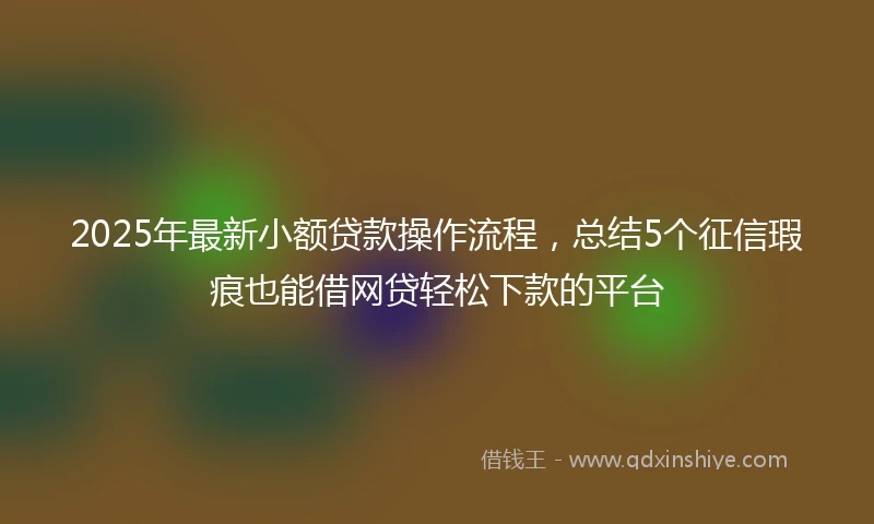 2025年最新小额贷款操作流程，总结5个征信瑕疵也能借网贷轻松下款的平台