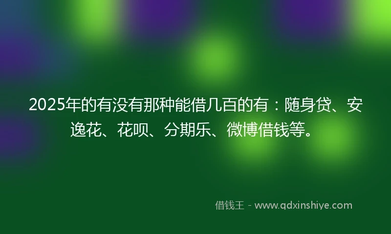 2025年的有没有那种能借几百的有：随身贷、安逸花、花呗、分期乐、微博借钱等。